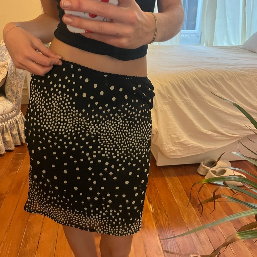 Black & White Polka Dot Midi Skirt